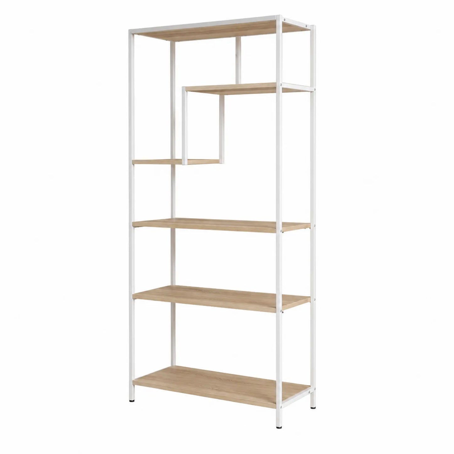 Estantería de metal y madera de roble blanco 180x90x35 cm
