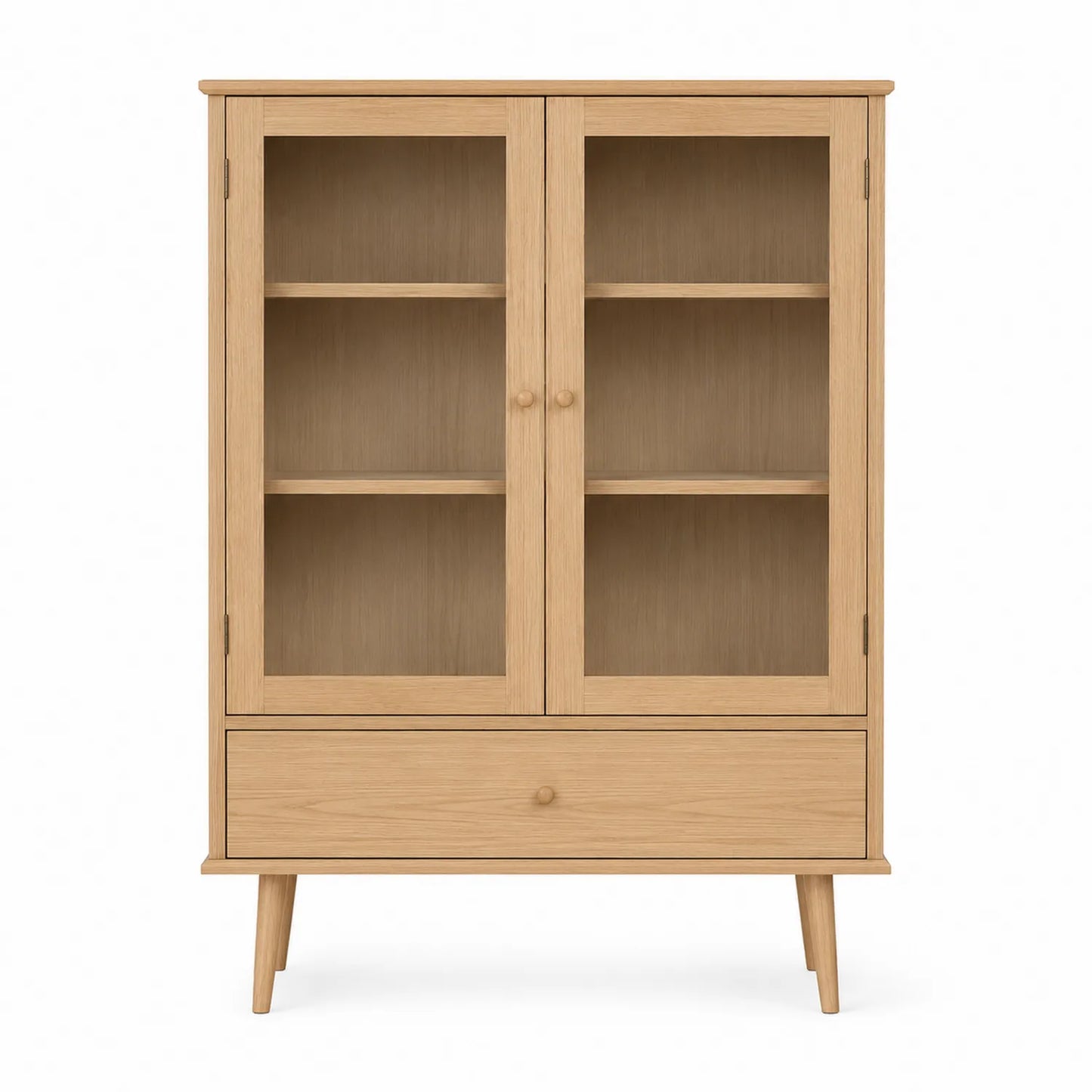 Aparador de Madera Roble con Puertas de Vidrio