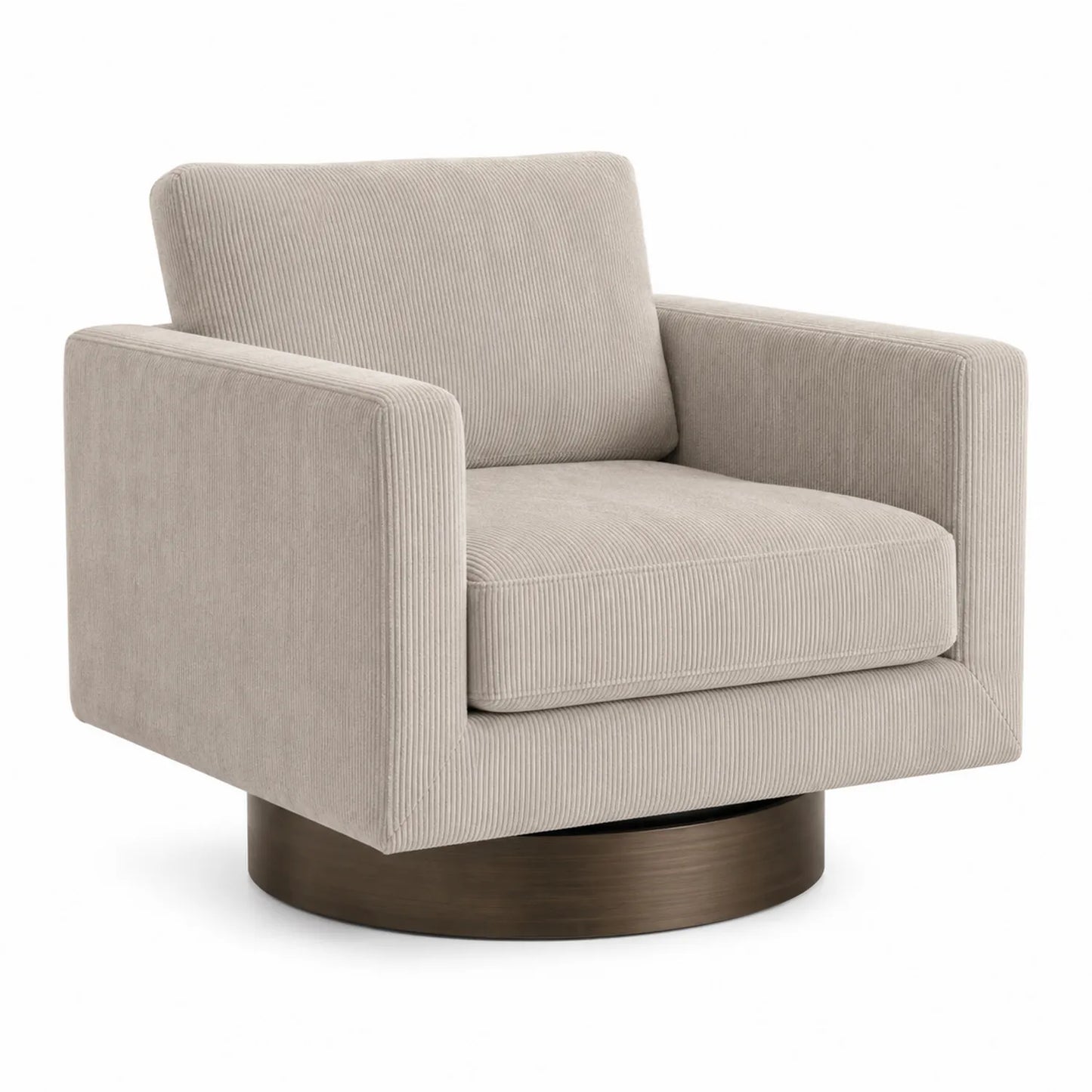 Sillón Giratorio de Pana con Base de Madera