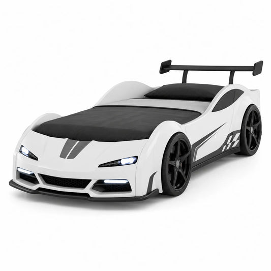 Cama Infantil Coche Deportivo de MDF y Plástico con Luces LED 200x100 cm