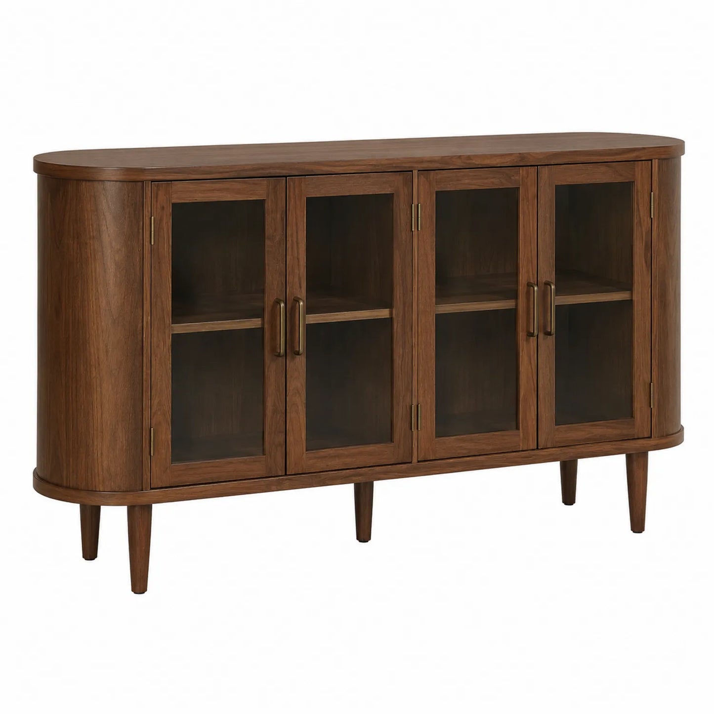 Aparador de Madera con Puertas de Vidrio Templado Marrón 160x40x85 cm