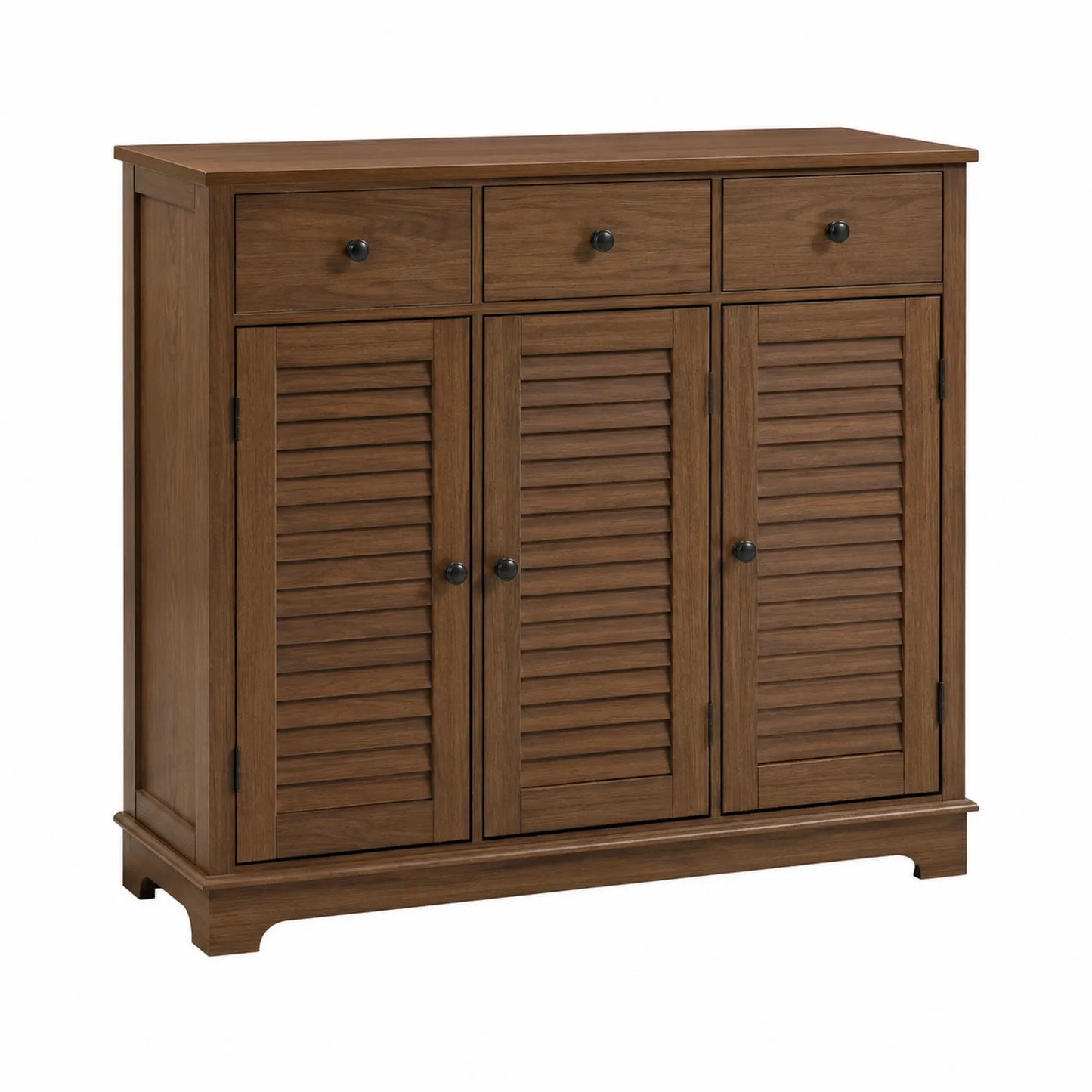 Aparador de madera de nogal con 3 cajones y 3 puertas
