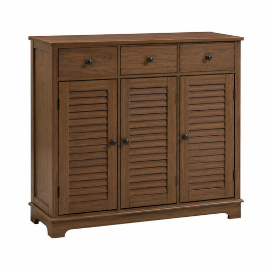 Aparador de madera de nogal con 3 cajones y 3 puertas