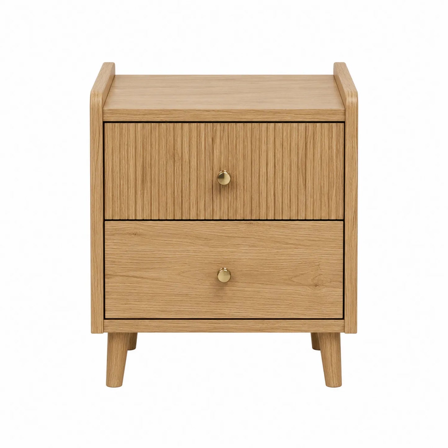 Mesita de noche de madera de roble con 2 cajones 40x35x55 cm
