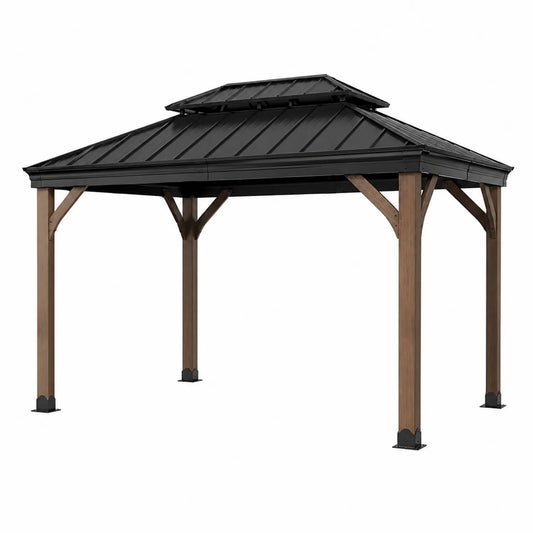 Pérgola de Aluminio y Acero con Estructura de Madera 300x400 cm