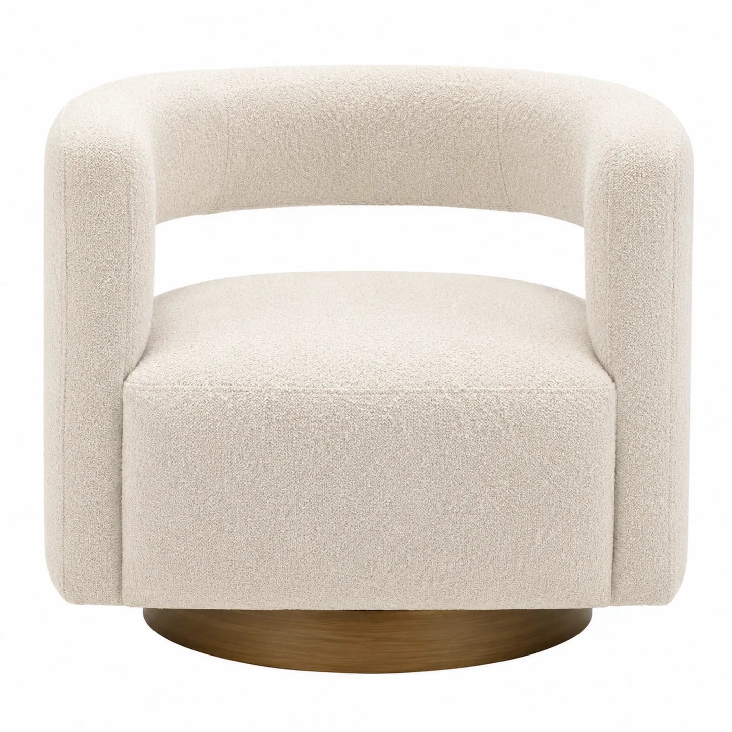 Silla de Tela Boucle Beige con Base Giratoria de Metal