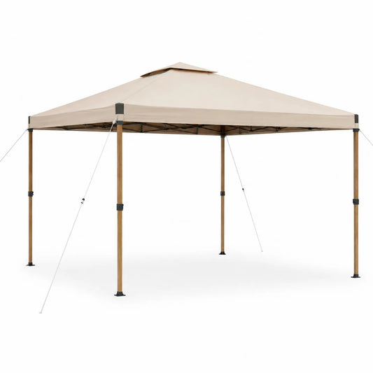 Toldo plegable de acero y poliéster beige 3x3m para exteriores