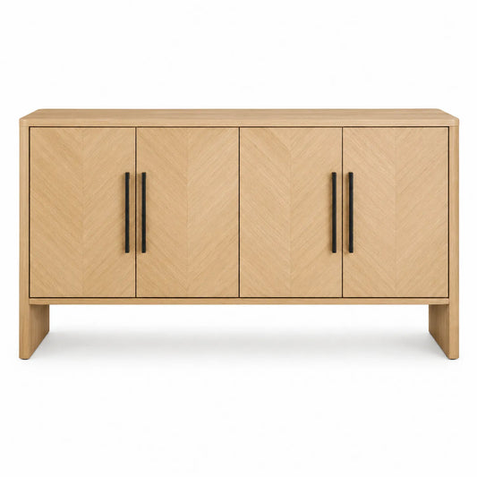 Aparador de Madera de Roble con Tiradores de Metal 150x40x85 cm