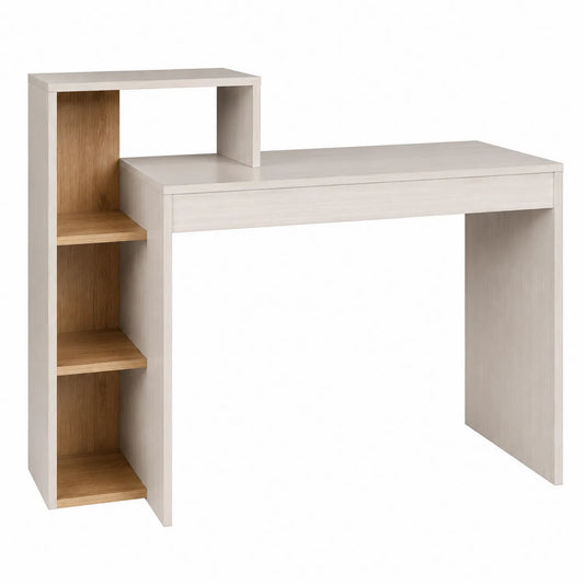 Escritorio de MDF con estantería integrada Blanco y Roble 120x50x75 cm