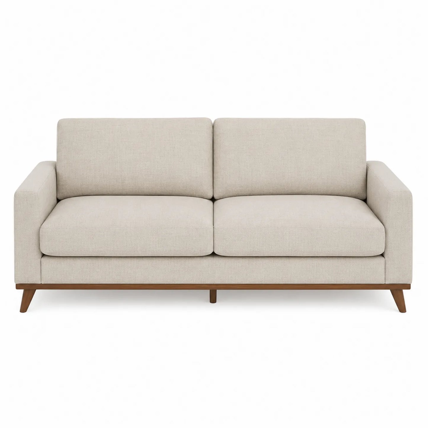 Sofá de dos plazas de poliéster con patas de madera color Beige 200cm