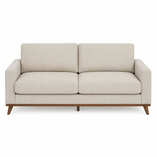 Sofá de dos plazas de poliéster con patas de madera color Beige 200cm
