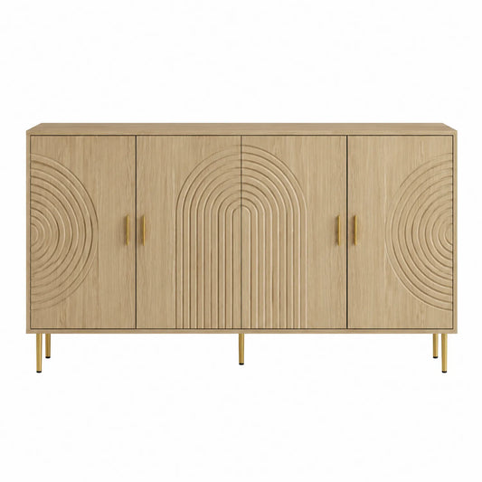 Aparador de Madera con Detalles Geométricos 160x40x85 cm