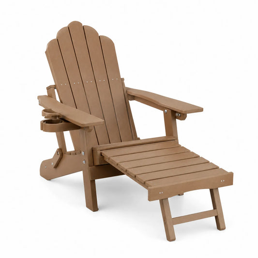 Silla Adirondack de Polietileno Expandido con Reposapiés Marrón