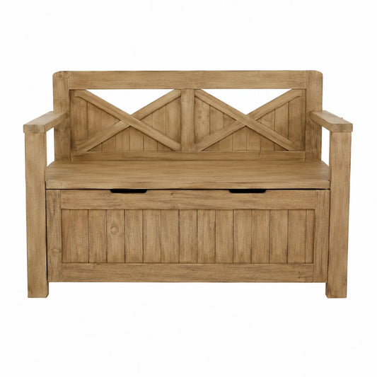 Banco de almacenamiento de madera marrón