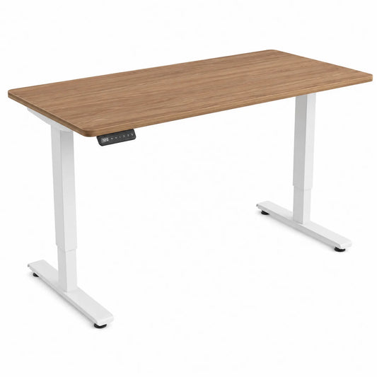 Escritorio ajustable en altura de madera y metal blanco 120x60x70-120 cm