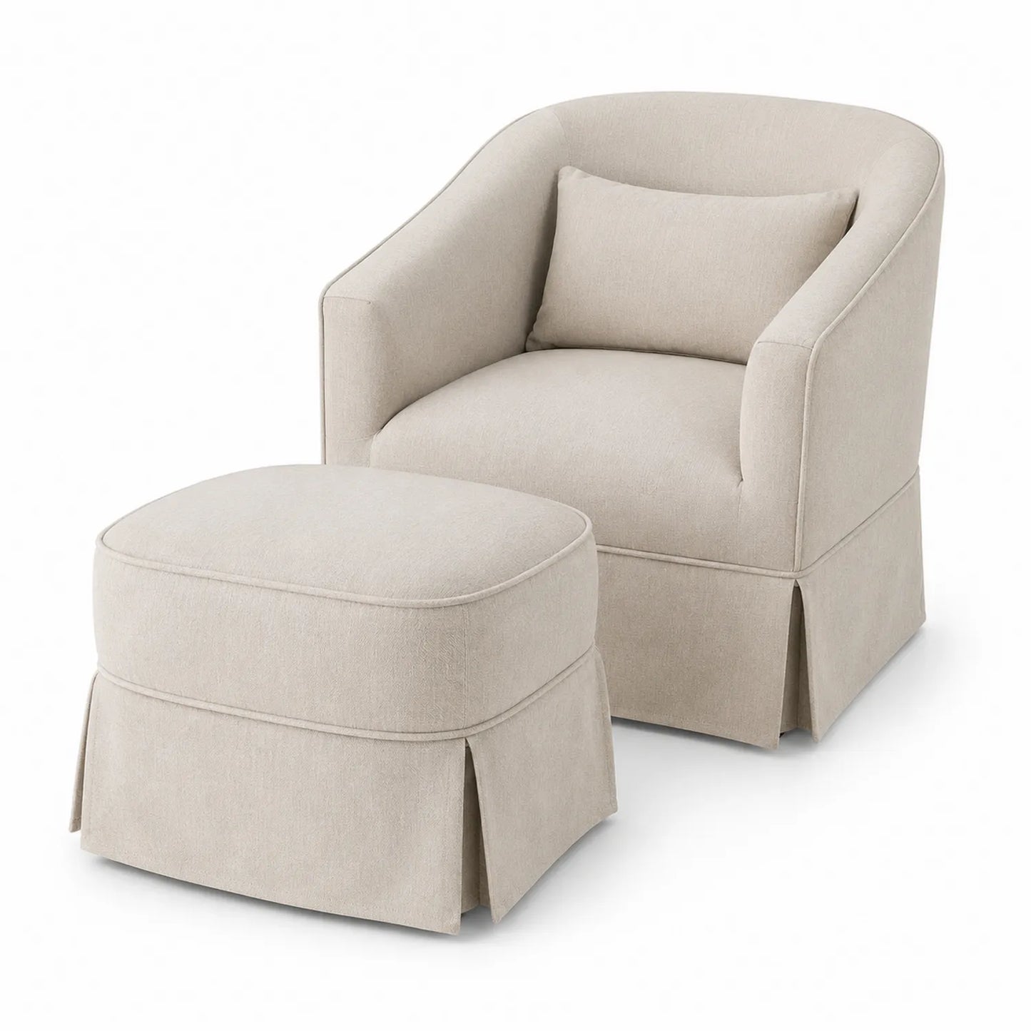Conjunto Sillón y Reposapiés de Lino Beige