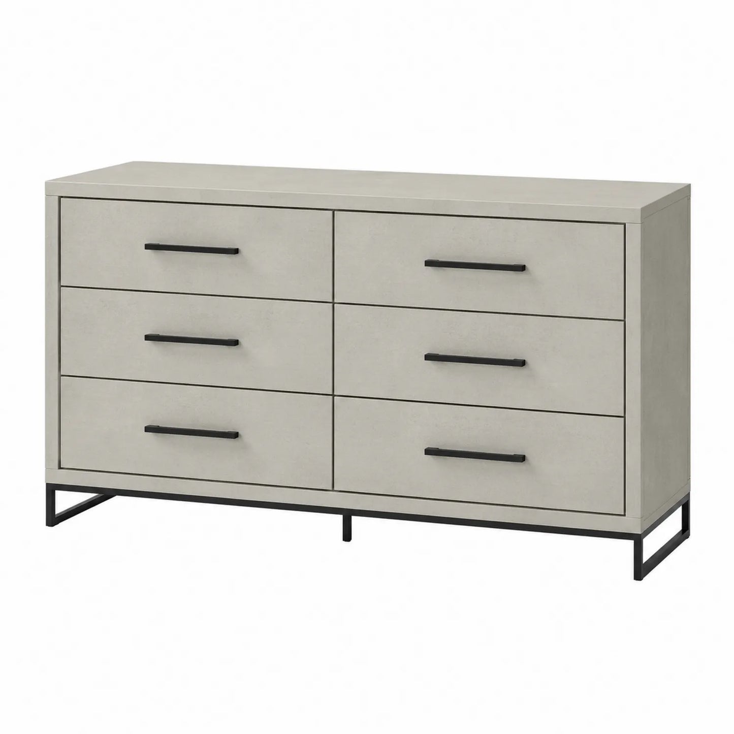 Cómoda de 6 cajones de MDF con patas de metal gris 120x40x75 cm