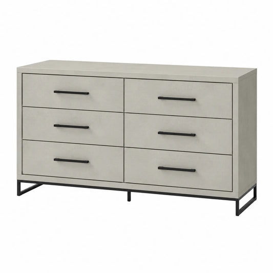 Cómoda de 6 cajones de MDF con patas de metal gris 120x40x75 cm