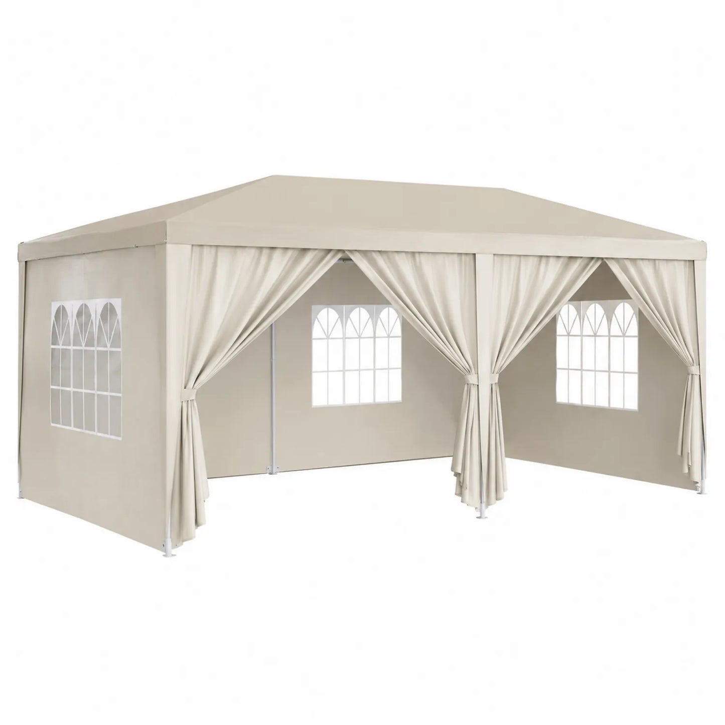 Carpa para Jardín 3x6m Acero y Poliéster Blanco Crema con Ventanas