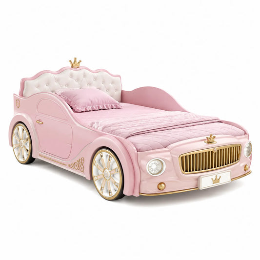 Cama para niños en forma de coche de MDF tapizado en cuero PU 215cm x 100cm