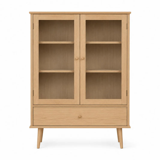 Aparador de Madera Roble con Puertas de Vidrio
